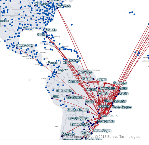 Brazilian busiest flight routes